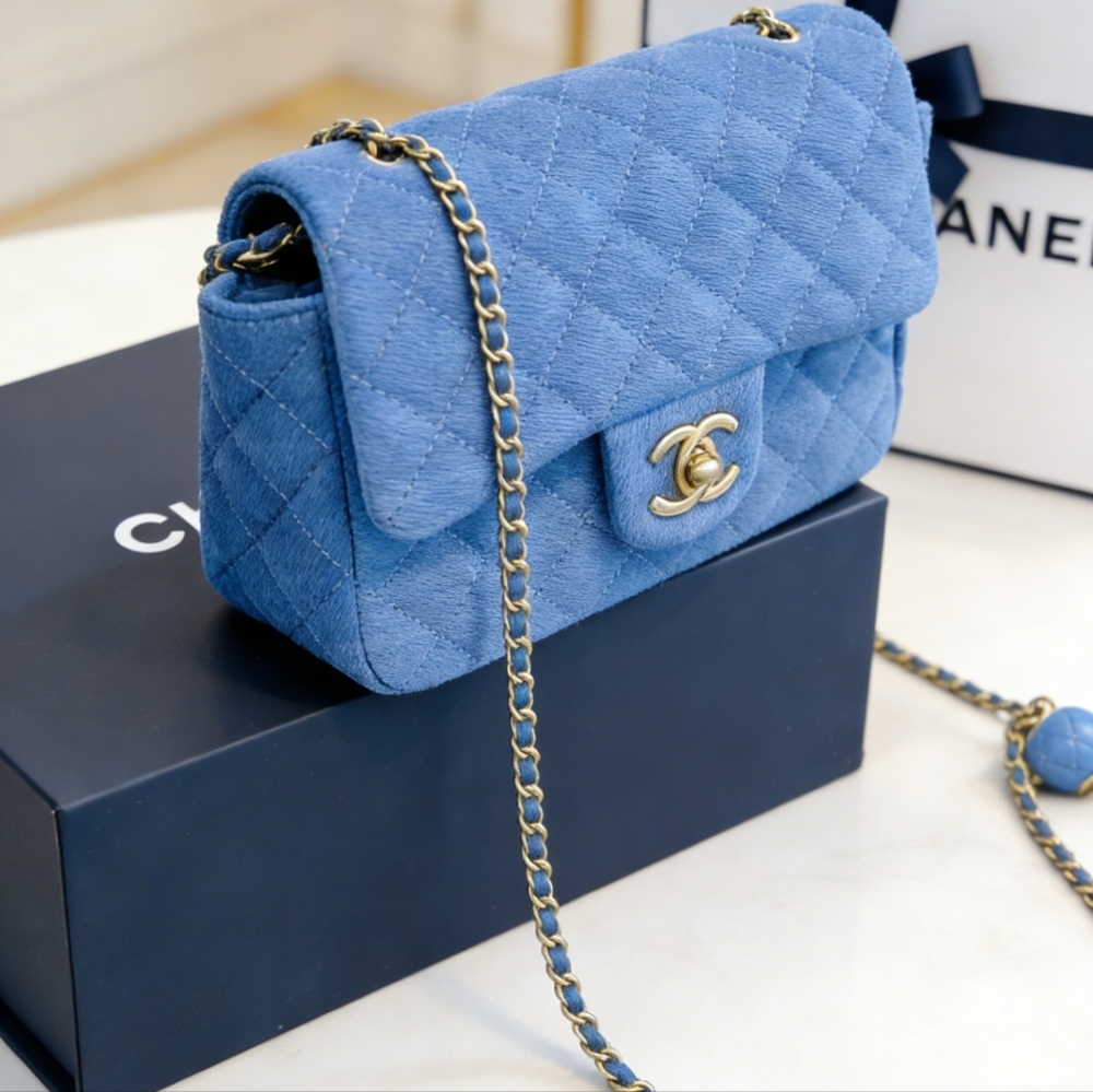 <AUTHENTIC>Chanel Mini Flap Bag in Blue - Picture 5 of 6